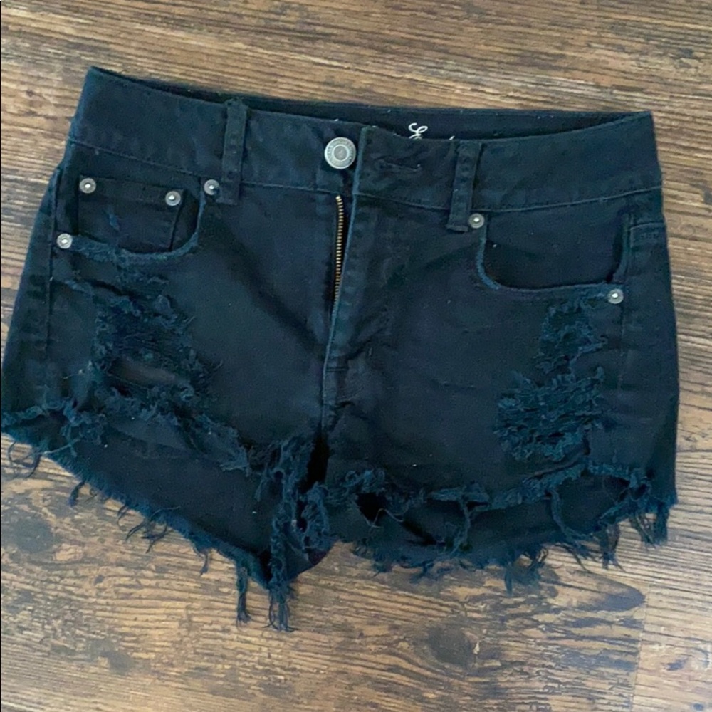 American eagle black denim shorts